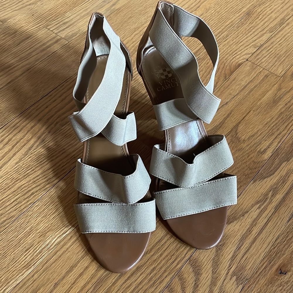 Vince Camuto Beige Strappy Sandals with cone heel‎